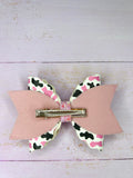 Pink Cow hair bow
