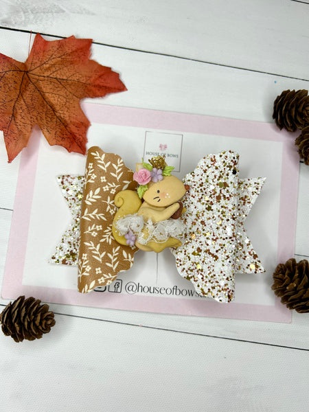 Autumn squirrel hair bow