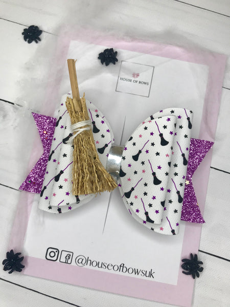 Halloween witch broom hair bow