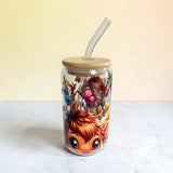 Highland cow glass cup