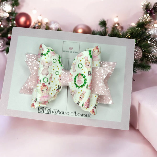 Pink Christmas hair bow