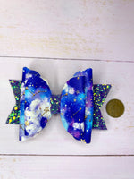 Stars and sky galaxy hair bow