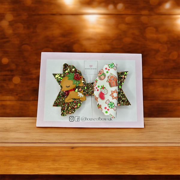 Christmas reindeer hair bow