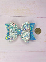Blue flower hair bow