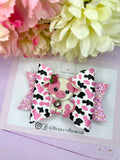 Pink Cow hair bow