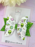 Green alien hair bows