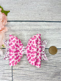 Pink leopard hair bow