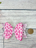 Pink leopard hair bow