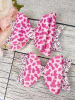 Pink leopard hair bow