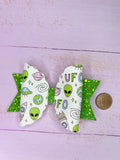 Green alien hair bows