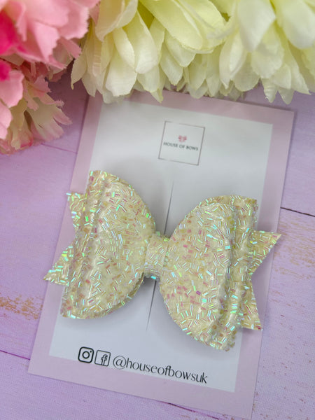 Yellow sprinkles hair bow