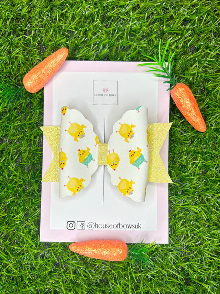 Easter chick hair bow