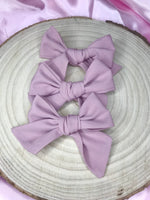 Lilac hand tied hair bow